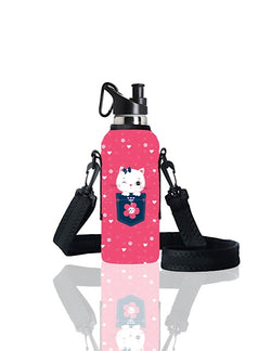 TRVLR by BBBYO carry cover for sippy bottle - with shoulder strap - 500 ml - Kitty print