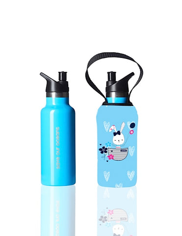 Sippy BBBYO Kids Traveller + carry cover - stainless steel - insulated -  500 ml - Bunny print
